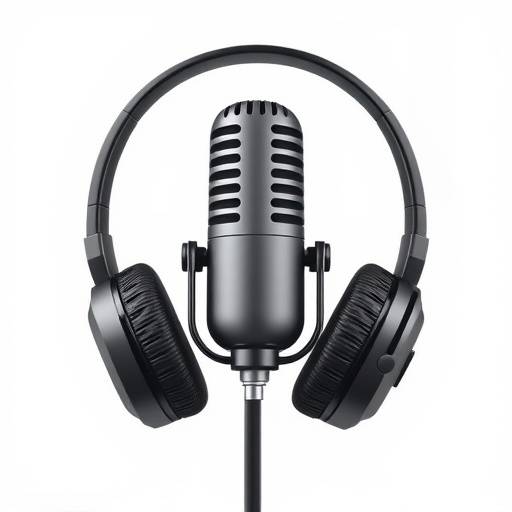 Icona di un microfono e cuffie per la produzione di podcast